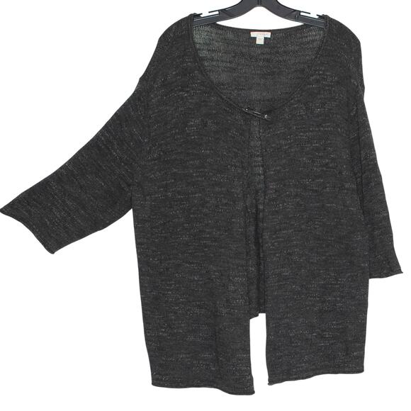 Pure Jill Cardigan Sweater 3/4 Sleeve Oversized Minimalist Cozy Open Gray Large - Picture 7 of 8